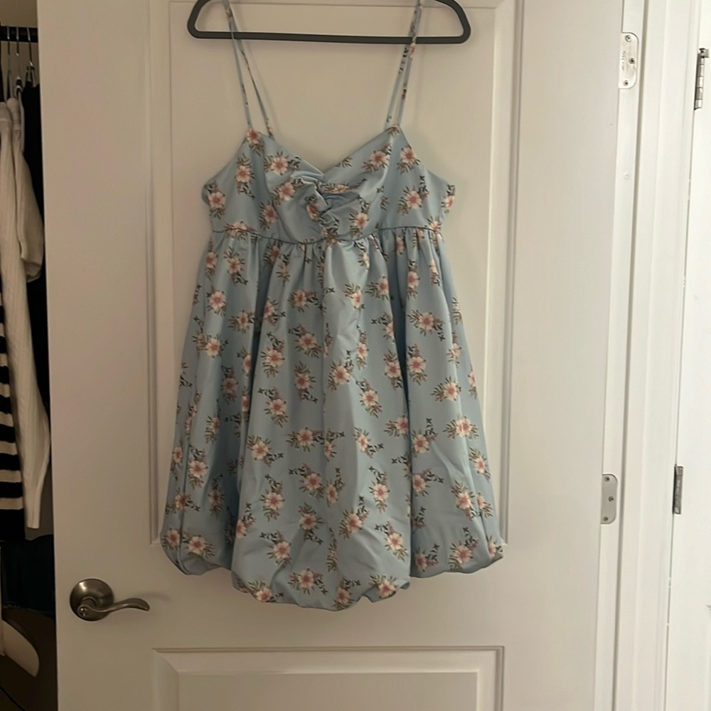 Free people floral bubble dress light blue